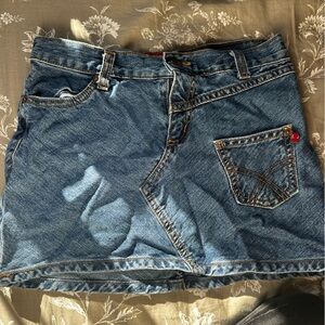 unique 2000s vintage jean mini skirt